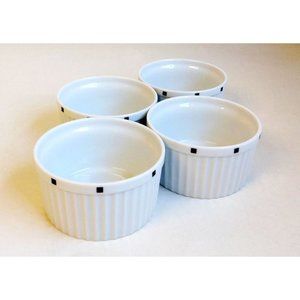 Sasaki Fluted Porcelain Ramekins in Metropolis Black 4pc Set